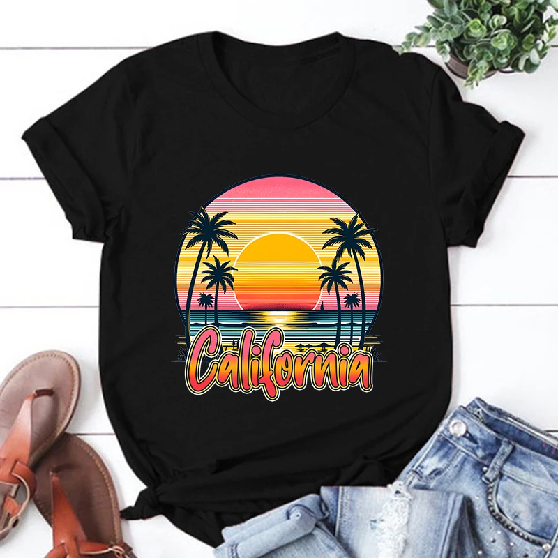 Hot California Vacation Printed T-Shirts For Men Women Summer Short Sleeve Tee Shirts Round Neck Casual Summer Unisex Tops