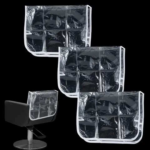 3 Pcs Salon Chair Back Cover Barber Beauty Chair Protectors Plastic Clear Waterproof Soft Sofa Armrest Dust Prevention