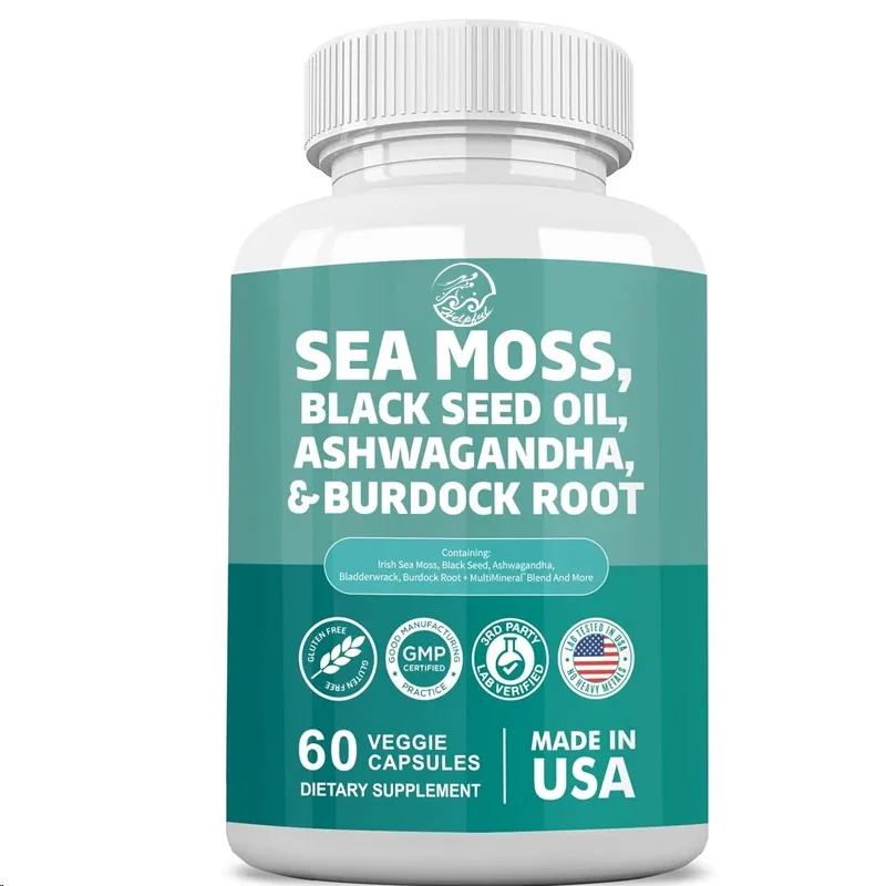 60 capsules 7000mg seaweed 4000mg black seed oil 2000mg Ashwagandha burdock root sea anemone root vitamin C curcumin