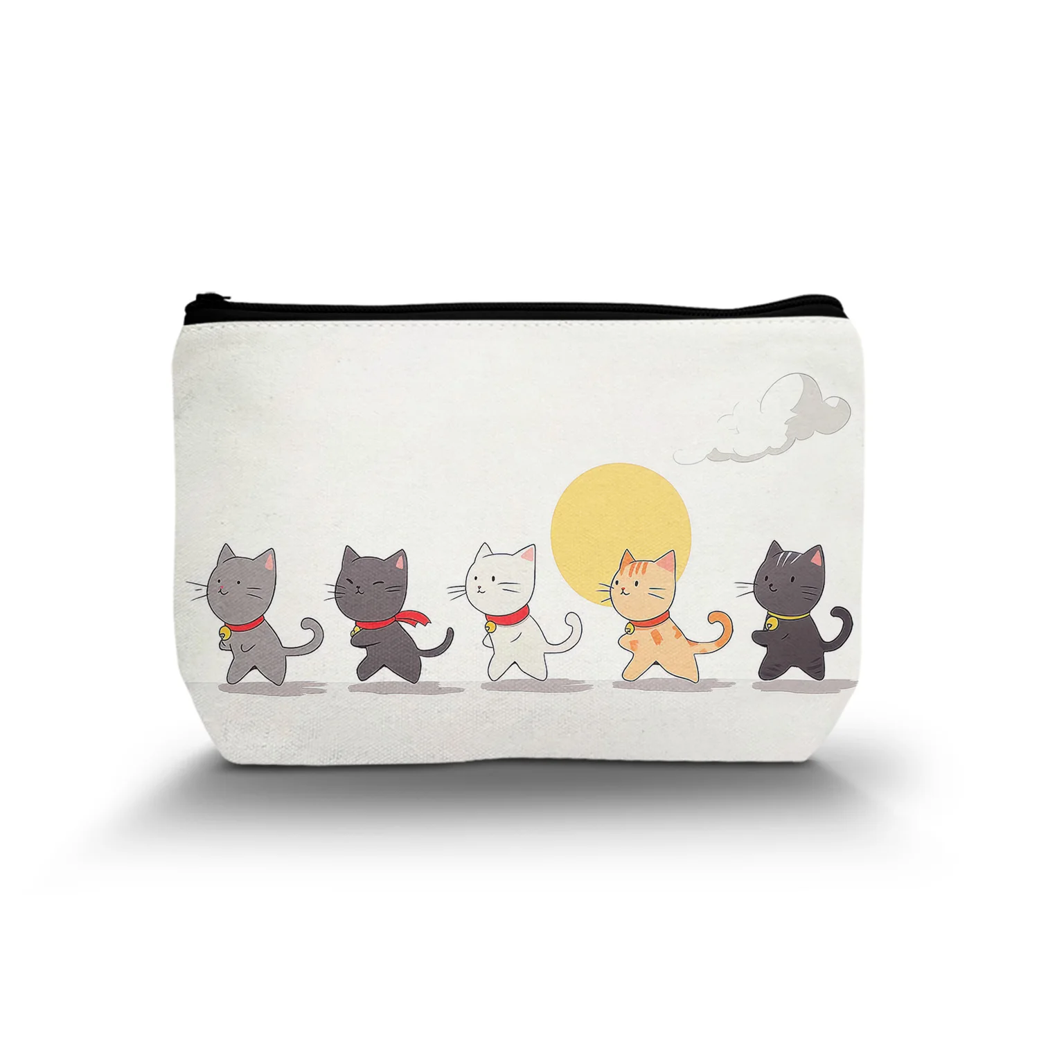 1Pc Chubby Cats Pattern Cosmetic Bag Makeup Bag Zipper Pouch Lightweight Makeup Organizer For Travel Essentials 8.66x5.51Inch