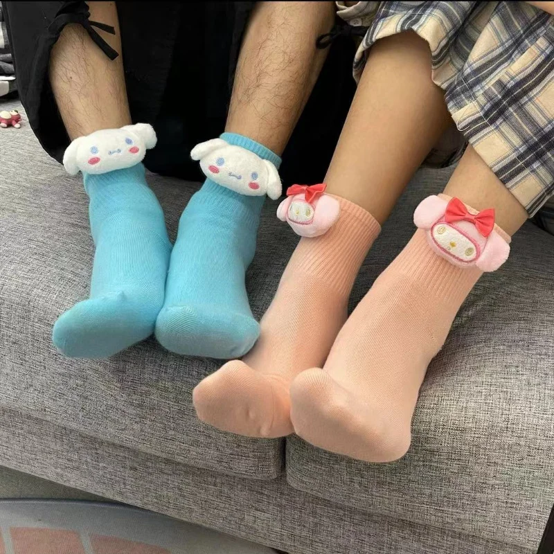 Sanrio Women Socks Cartoon Anime Kawaii Three-dimensional Doll Kuromi Cute Fashion Lolita Casual Cosplay Couple Stockings Gifts