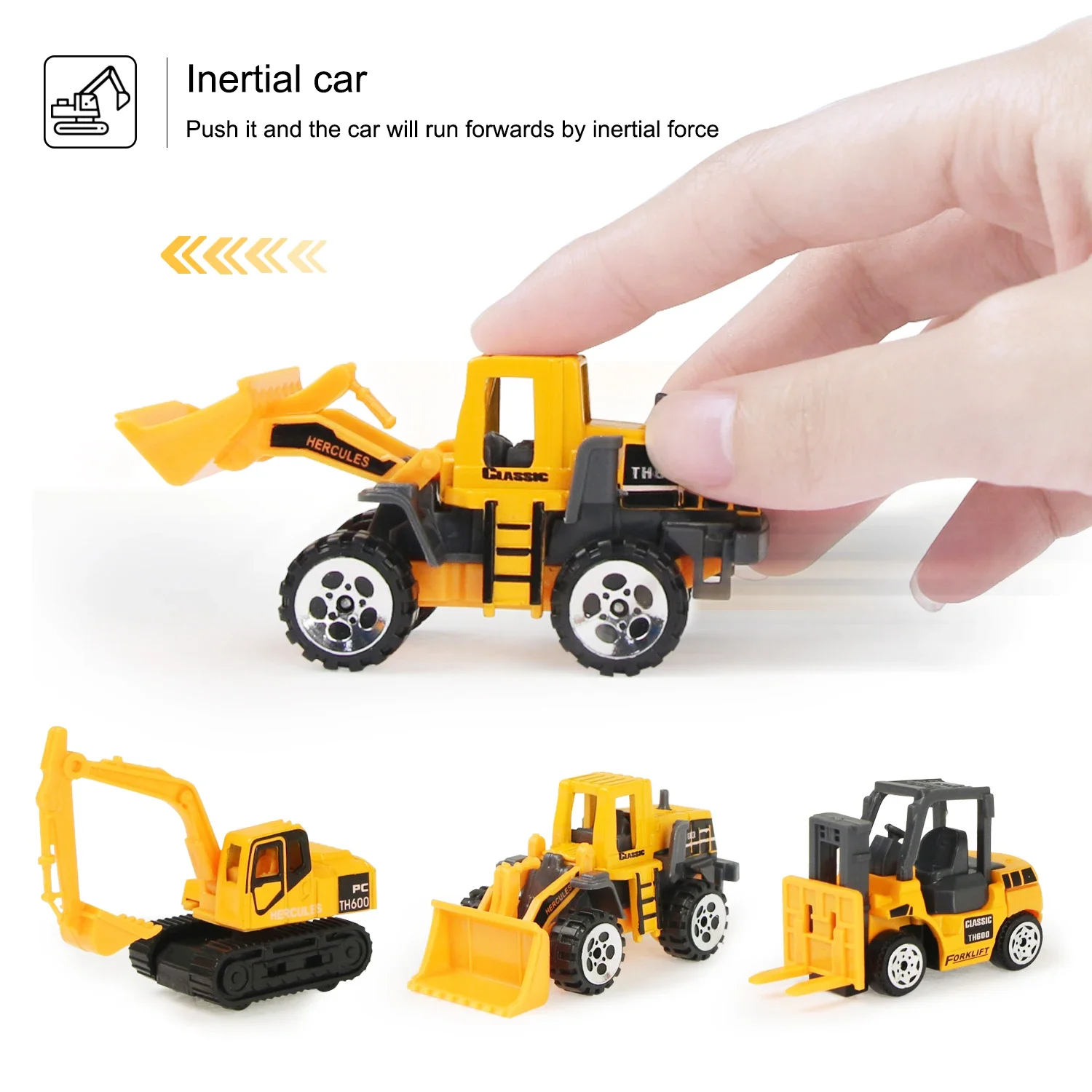 6pcs/set Kid Mini Alloy Toys Car Classic Construction Model Car Simulated Sliding Engineering Car Educational Toys for Kid Gifts