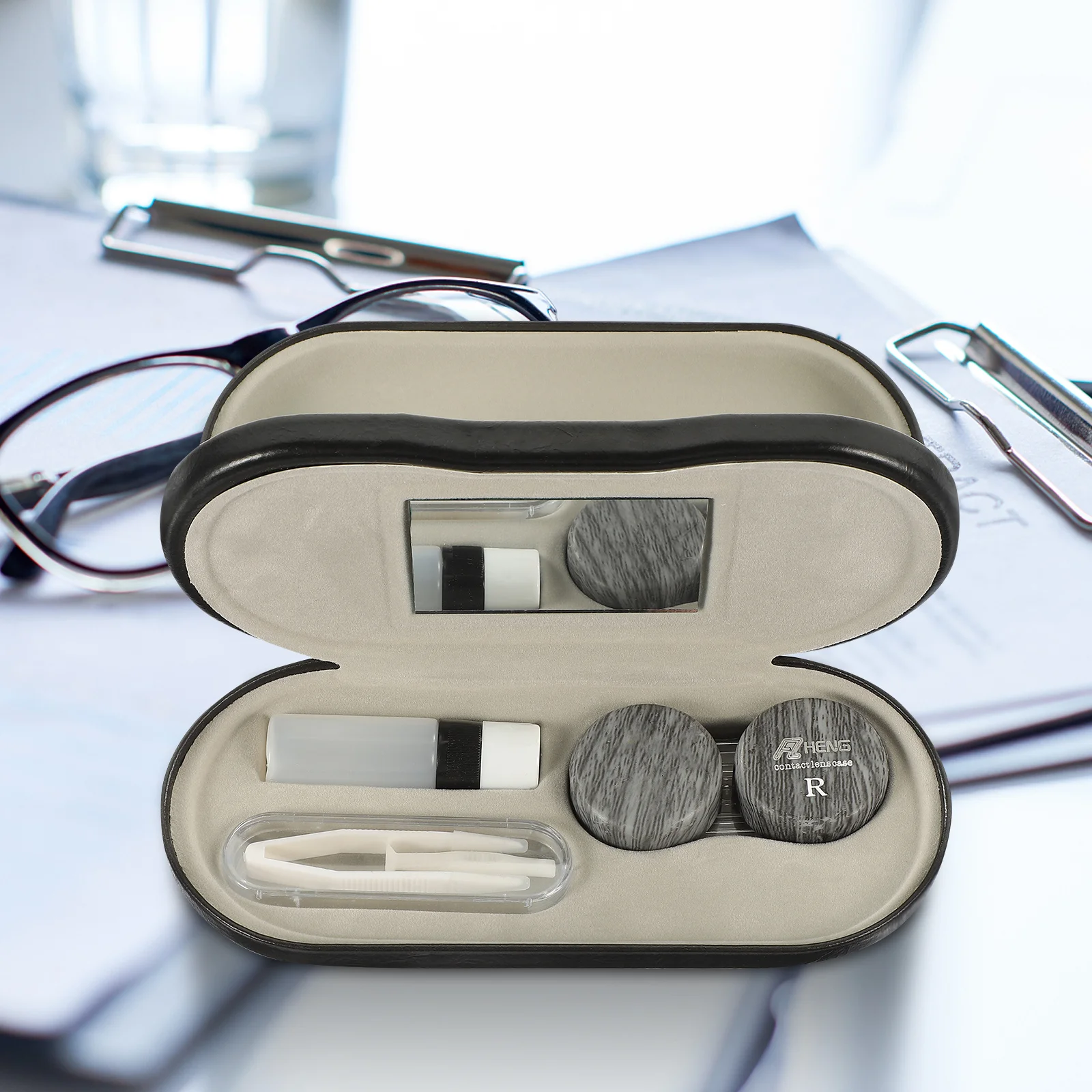 

1Set Glasses Organizer Dual Use Double Layer Portable Travel Home Multifunctional Eyeglass Storage Container