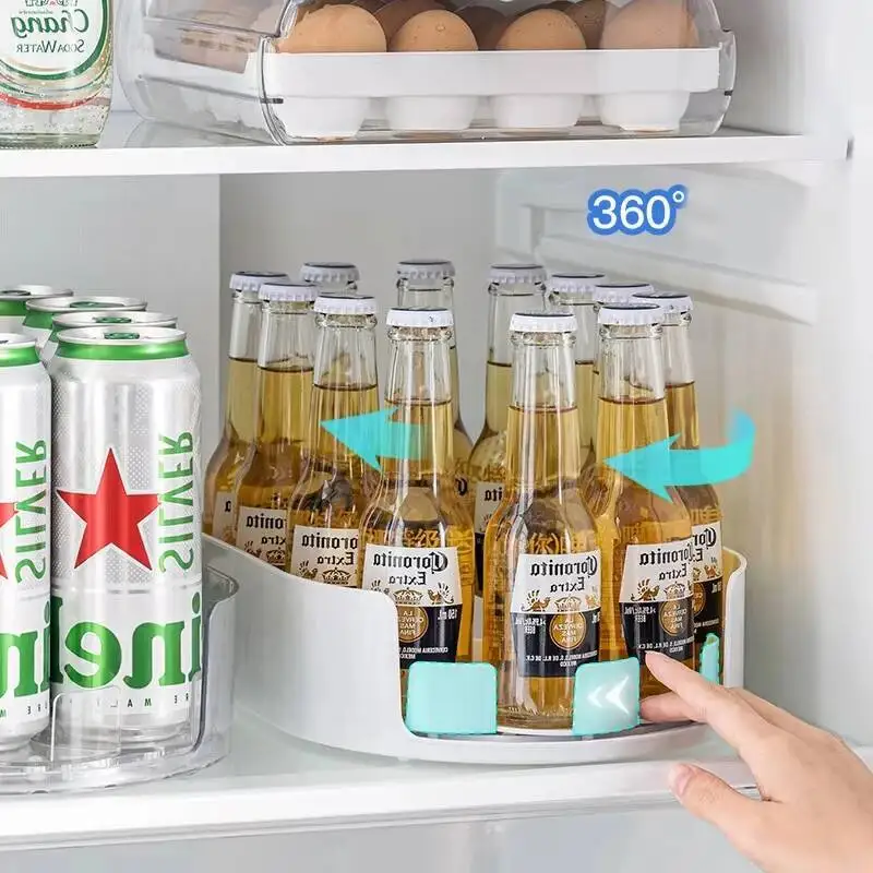

1Pc Rotation Rack Kitchen Drinks Seasoning Storage Shelf Refrigerator Rotating Tray Kitchens Accessories