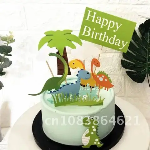 

Dinosaur Party Decoration Cake Toppers Jurassic Jungle Safari Boy Birthday Decor Cartoon Animal Party Supplies Cake Accessories