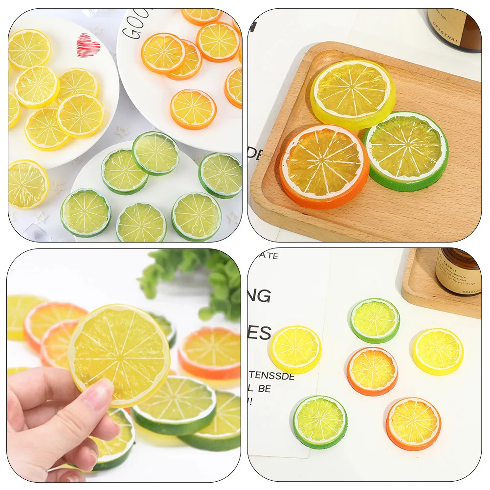 

20pcs Artificial Lemon Slices Realistic Simulation Fruit For Home Decor Photography Props Kitchen Pretend Play Teaching Tool