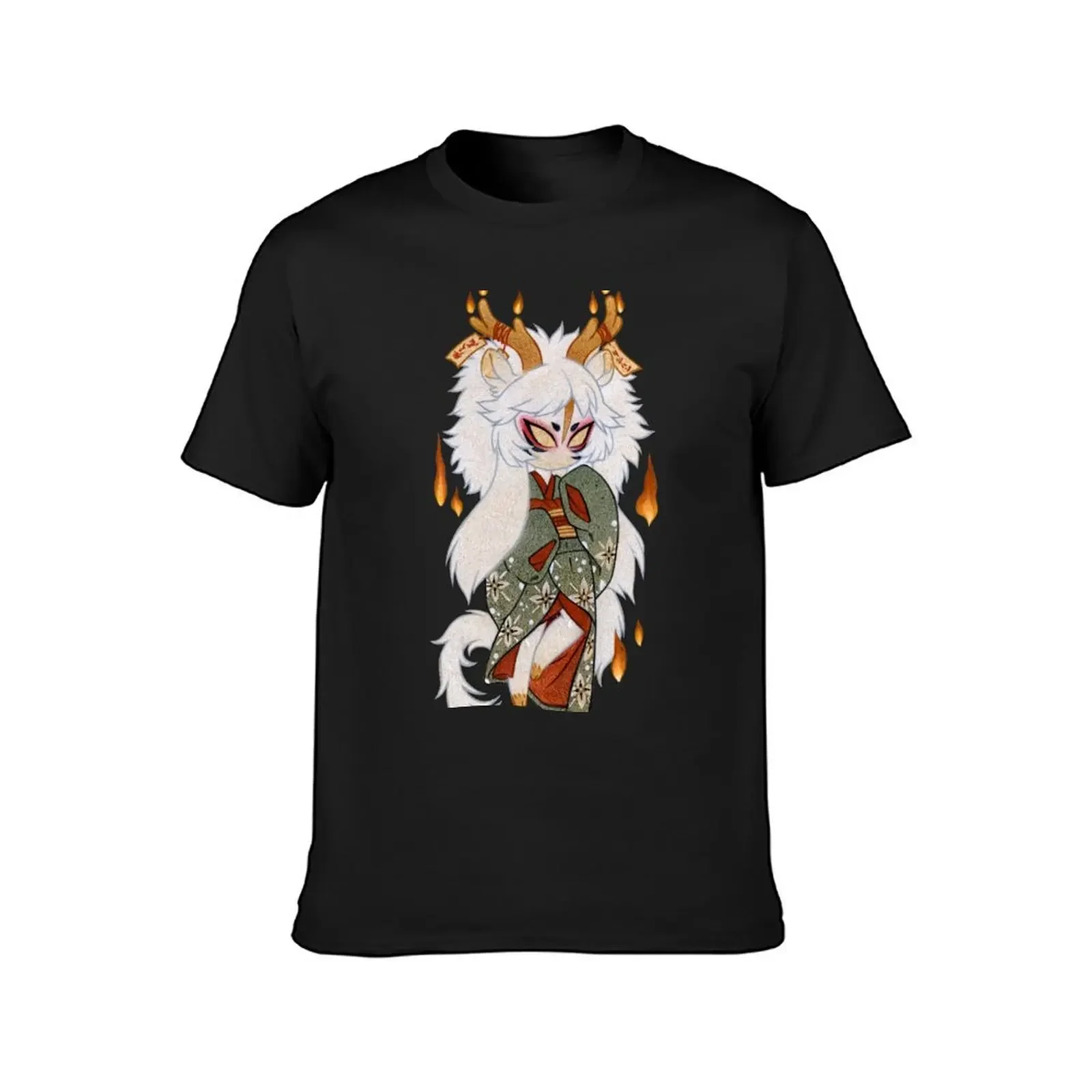 The Wish Spirit - Kirin Yokai TeaKitsune T-Shirt vintage clothes graphic tee shirt Short sleeve tee sweat t shirt for men