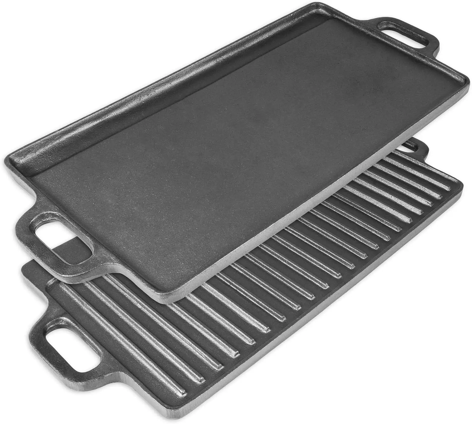 

2-in-1 Reversible 19.5” x 9” Cast Iron Griddle, Preseasoned Non-Stick for Stovetop, Oven & Fire