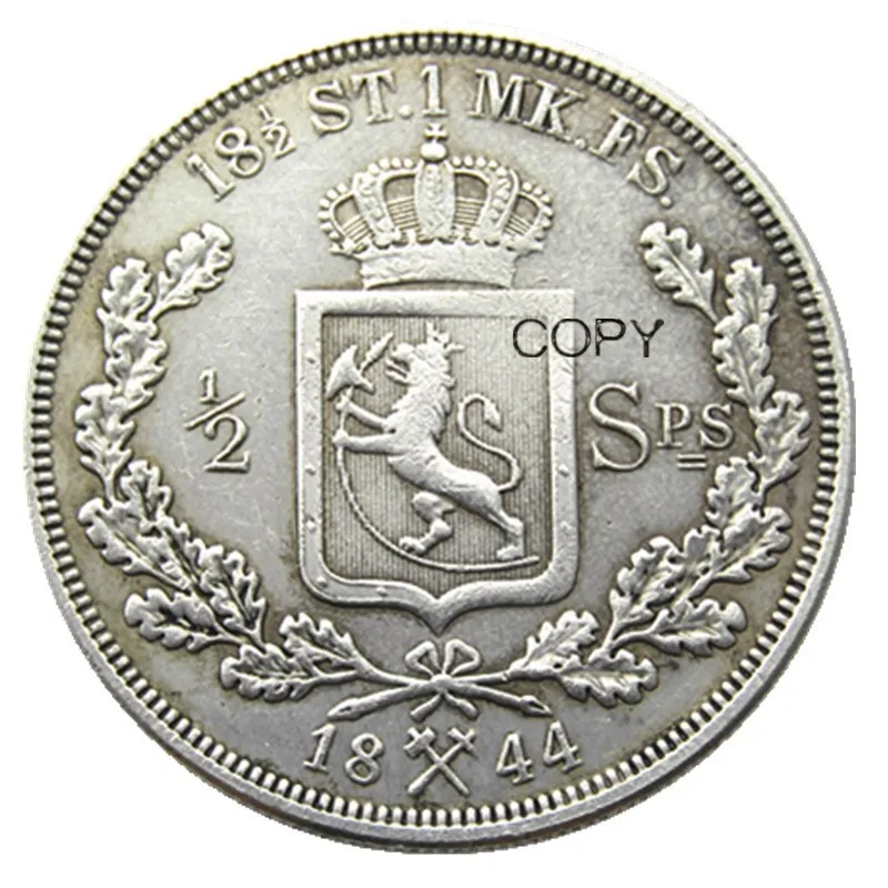 1844 Norway 1/2 Speciedaler Silver Plated Copy Coins