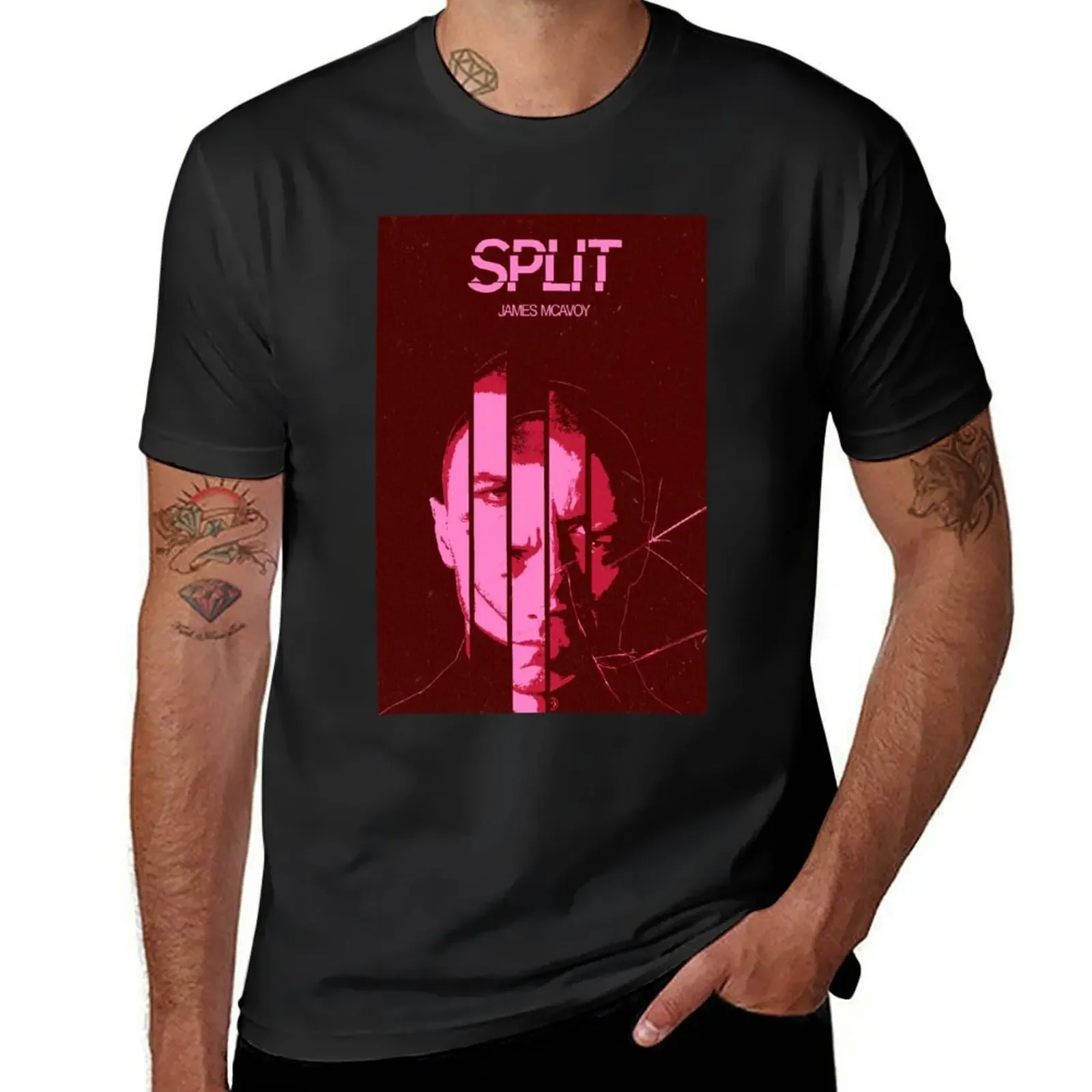 James McAvoy - Split Print. T-Shirt plus size tops Short sleeve tee cute tops black t-shirts for men