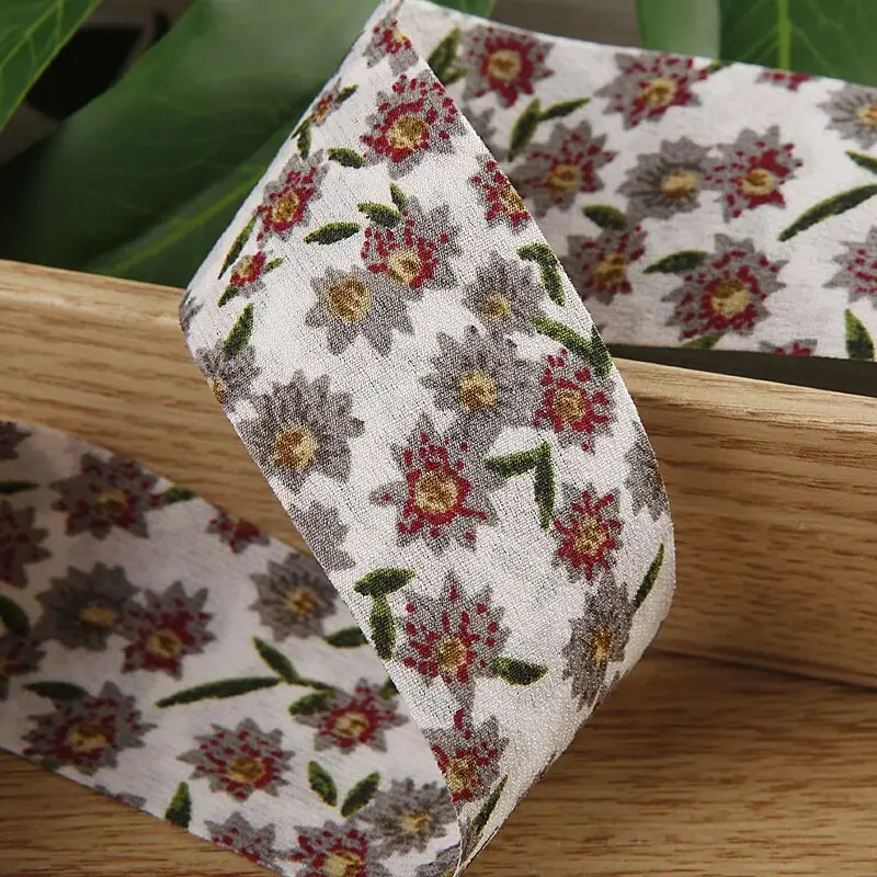 10 Yards 25MM 40MM Double Sided Flowers Ribbon DIY Handmade Materials Headwear Hair Bows Clothing Accessories Home Crafts