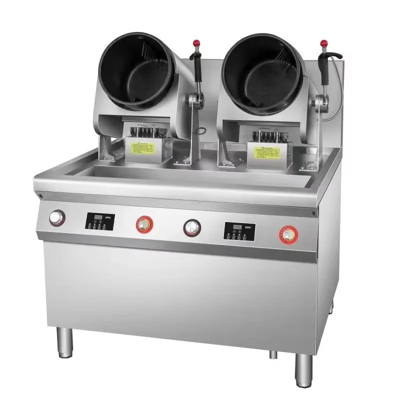 2-3 Pots LNG/LNG/CNG Gas/Electric Commercial Stainless Steel Automatic Rotary Heating Robotic Wok Machine 220V Easy