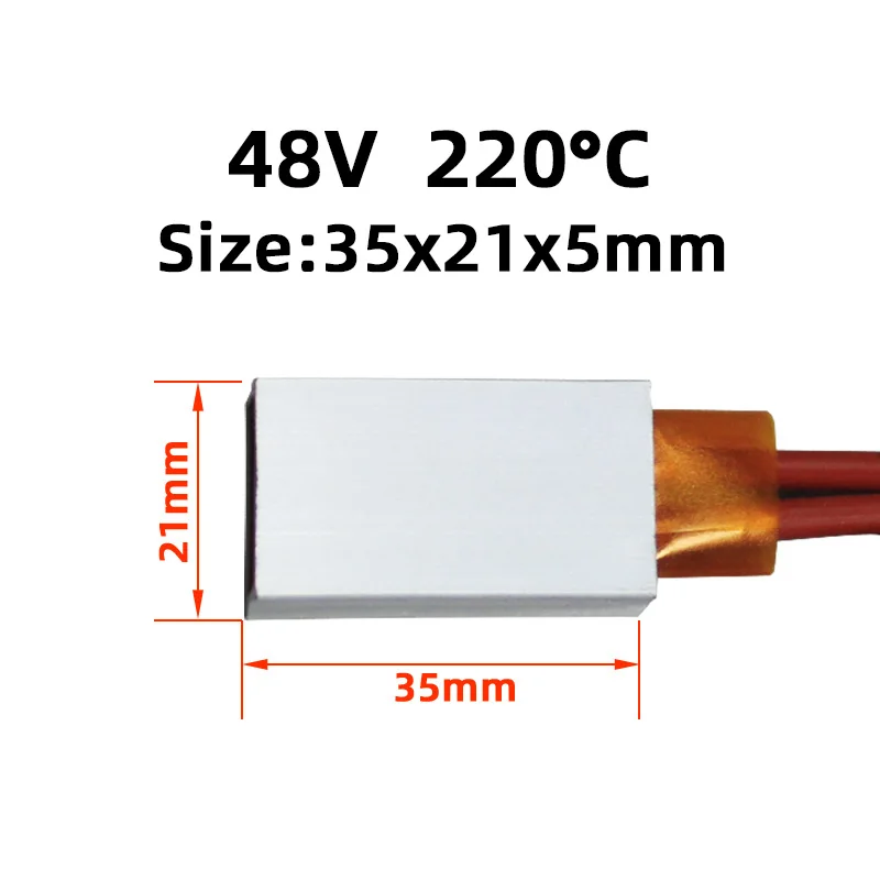 35x21mm 48V 220°C Heater Manufacturer Direct Selling  Plate Heater Ptc Heating Element Thermal Resistance Plate Aluminum