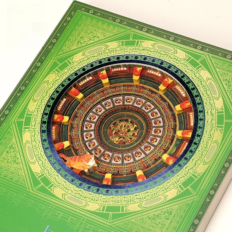 Nova chegada cidade proibida palácio gatos quatro estações temático requintado escultura em papel caderno com charme imperial
