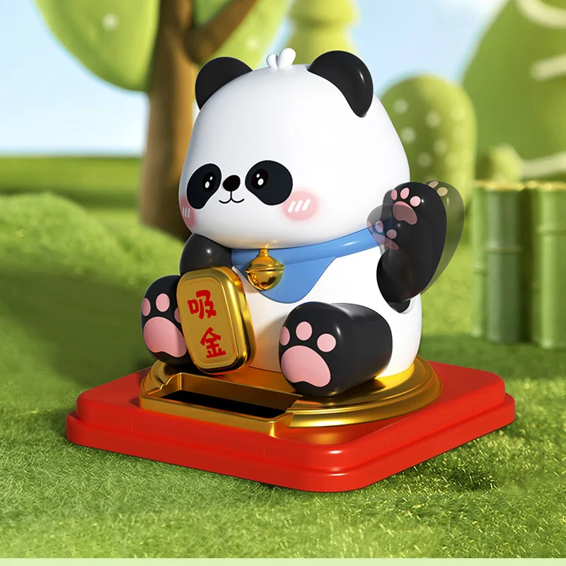 3 Inch Solar Powered Panda Ornament Welcoming Waving Hand Chinese