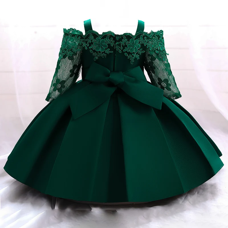 Vestido de Navidad para niñas pequeñas, vestidos de fiesta de princesa de bautismo recién nacido, manga de encaje, ropa para niñas pequeñas, vestido