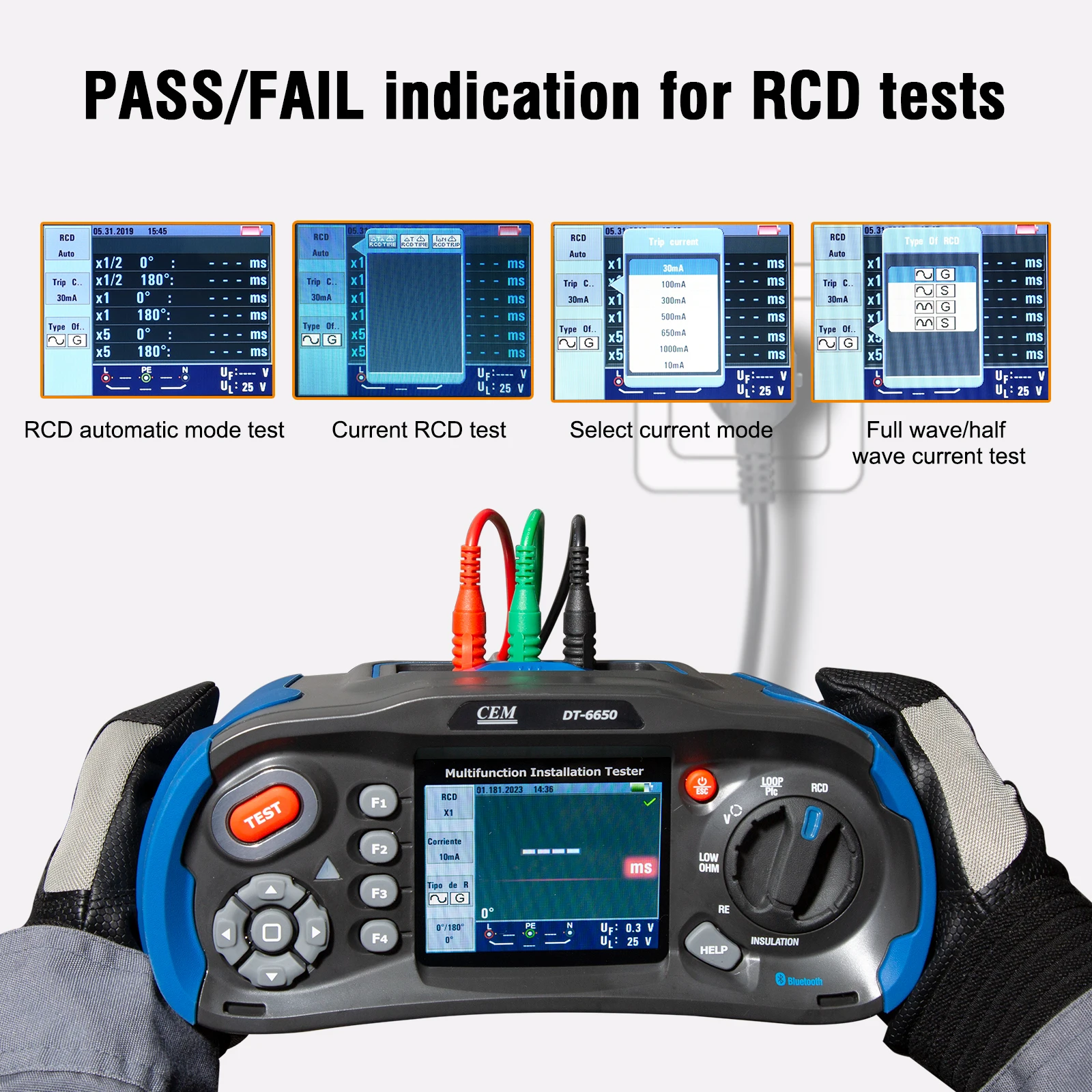 Il tester per installazione elettrica multifunzione fornisce test industriali di tensione, resistenza, impedenza del loop, RCD, PFG, PSC