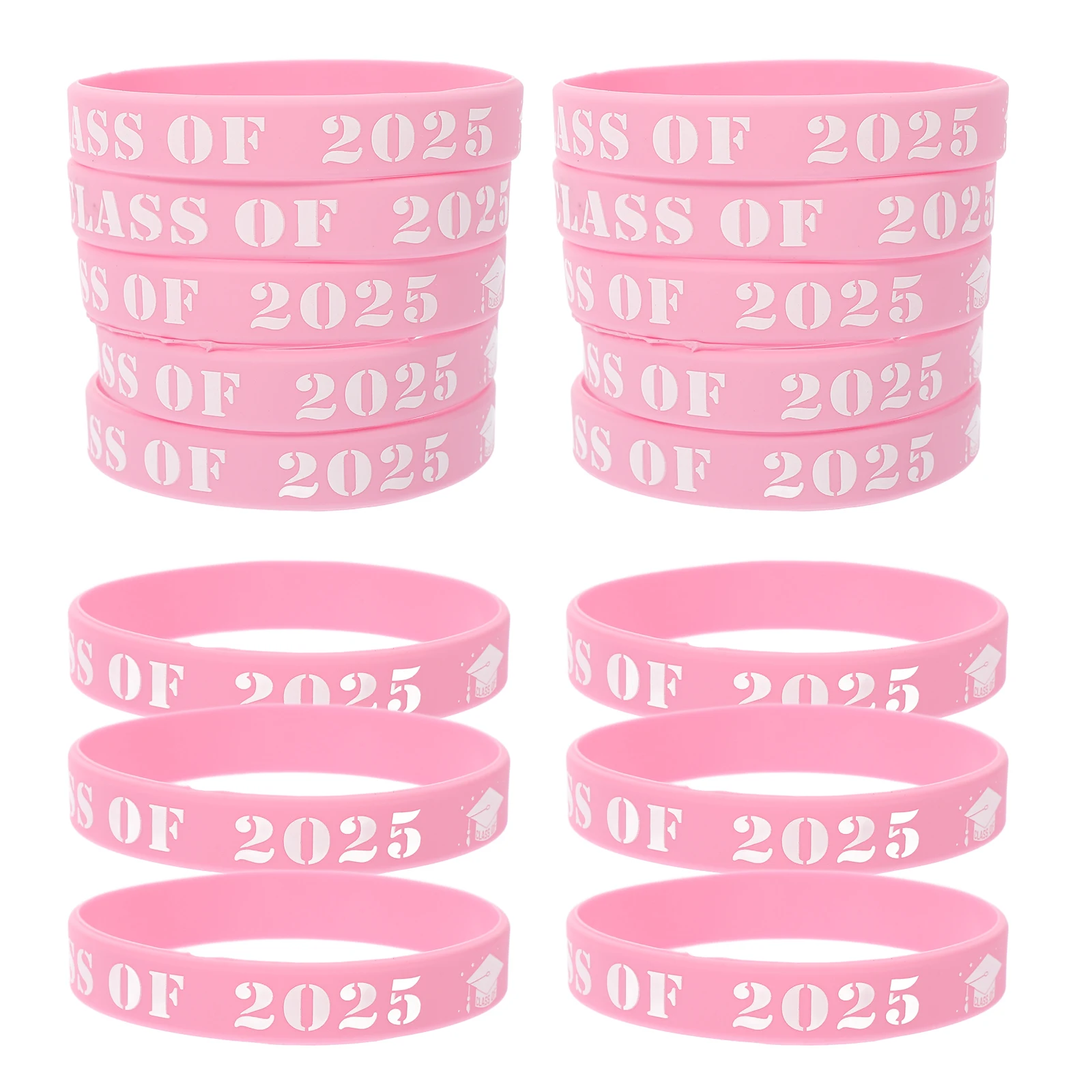 

25 Pcs Congrats Bracelet Silicone Wristband Event Pink Graduation Themed Wristbands