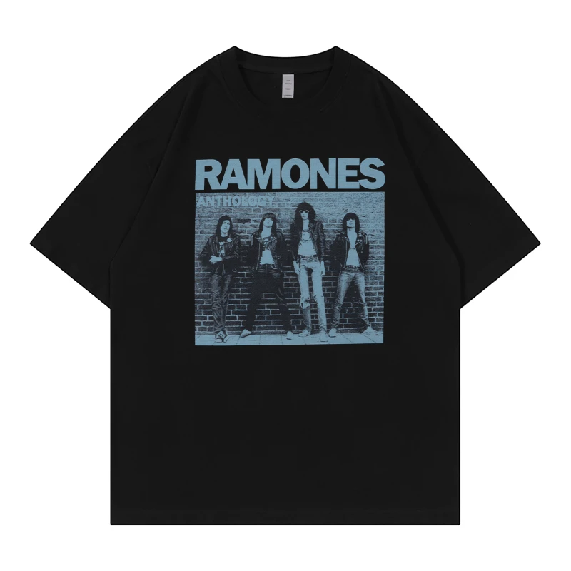 Ramones Print T-shirt Men Women Cotton Hip Hop Oversized Tshirt Short Sleeve T Shirt Streetwear Tops Tee