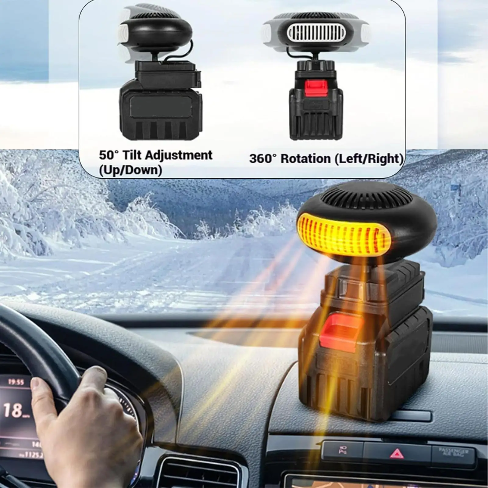 Portable Heater For Car 360 Degree Adjustable Electric Defroster Warmer Automobile Heater For Winter Driving Indoor Outdoor