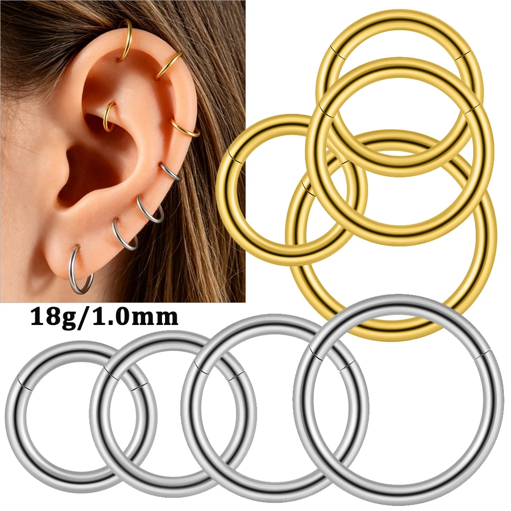 Body Jewelry Surgical Steel - 1/5PCS Eenvoudige Chirurgisch Staal Ronde Neus
