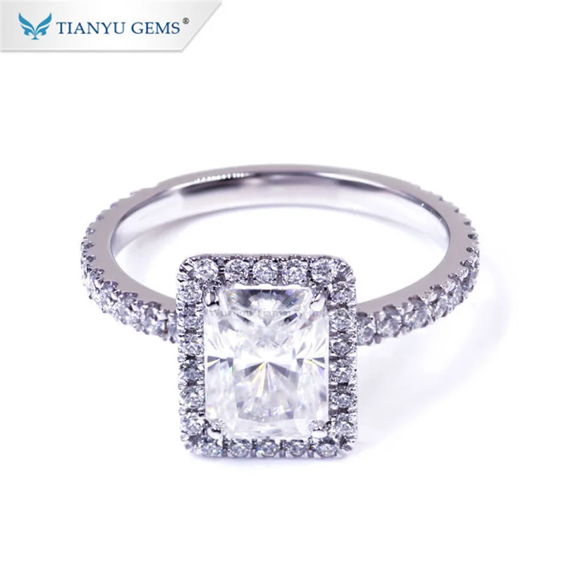 

Tianyu Gems 6x8mm D VVS Radiant Cut Moissanite Wedding Ring Women Diamonds 14k 18K Solid Gold Shining Jewelry Rings Lady Gifts