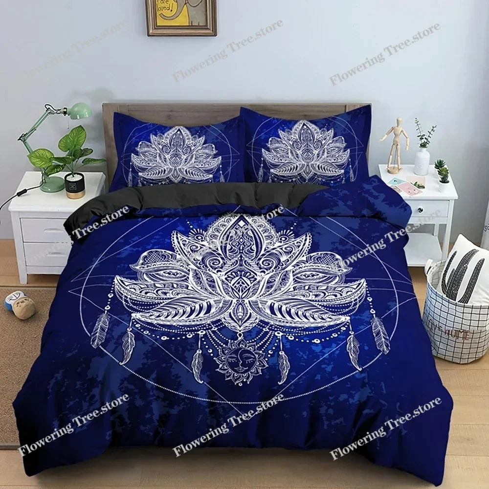 Bohemian Lotus Bedding Set Mandala Duvet Cover Bedroom Comforter Covers Single Twin King Size Quilt Cover Home Textile 3