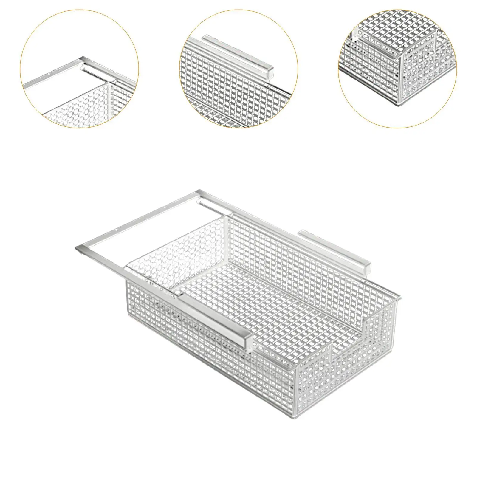 under Shelf Wire Basket, Hanging Pullout Drawer Basket Slide in Basket Organizer for Cabinet