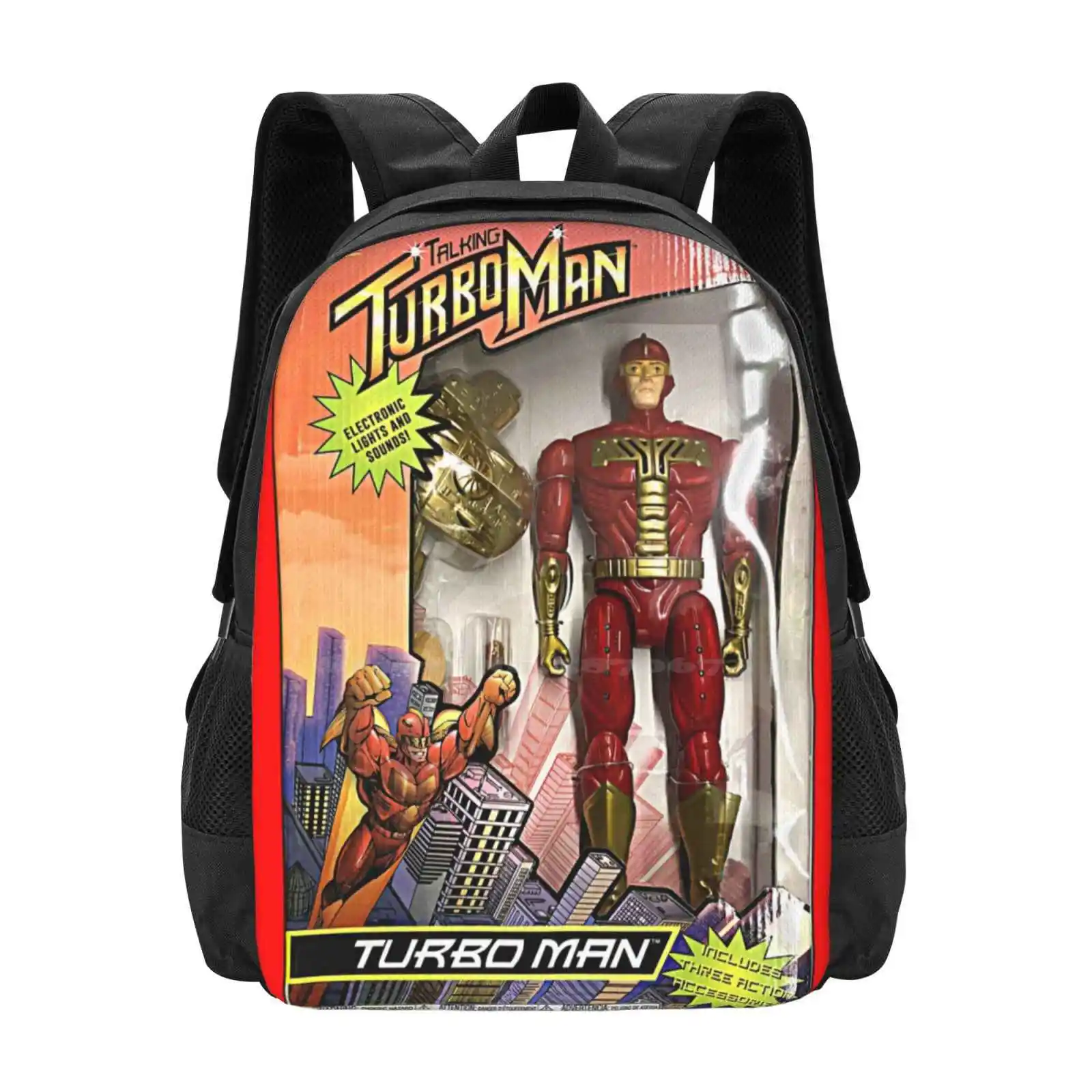 Man Of Turbo Large Capacity School Backpack Laptop Bags Turbo Man Action Figures Classic Comics Funny Christmas Humor Jingle