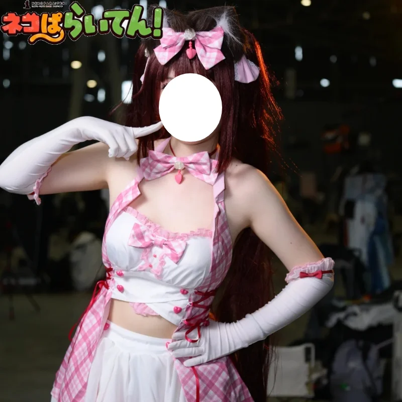 네코파라 바닐라 초콜라 코스프레 의상 가발 아이돌 귀여운 섹시 의상 고양이 꼬리 액세서리 세트 할로윈 파티 코스 고양이 소녀 드레스