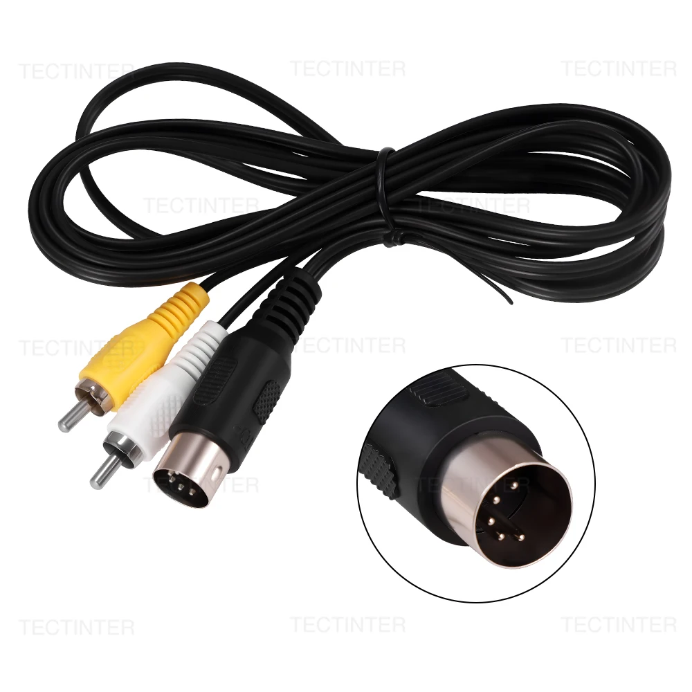 1.8M/6FT Audio Video Cable RCA Cord for SEGA Mega Drive 1 AV Connection Composite 5 Pin Plug Cable for Genesis 1 Accessories