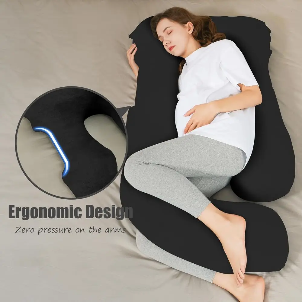 U-Shaped or Sleng-ull Body Maternity Support Pillow with Removable Cover - Comfort for Back, Hips, Legs - 57 Inch for Pregnant W
