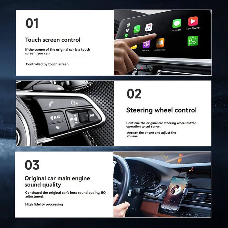 Wireless Carplay กล่องแบบมีสายไร้สาย Carplay โมดูลรถเครื่องเชื่อมต่อกล่อง Android Auto Two In One