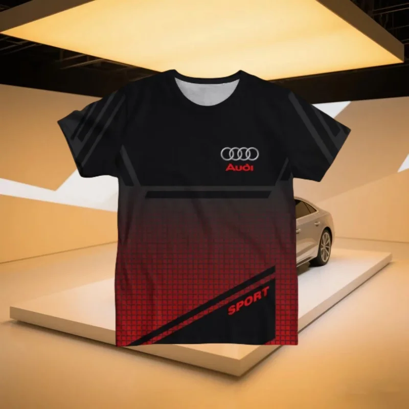 

Audi's New Summer 3D Printed Short Sleeved T-shirt for Outdoor Sports, Quick Drying, Breathable, Cool Polyester Thin T-shirt
