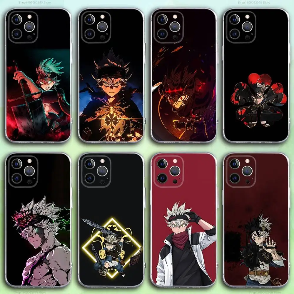 

C-Clover Anime Asta Phone Case For iPhone 16,15,14,13,12,11 Pro,Max,Plus,X,XS,XR,SE4,E Mini Transparent Soft Cover