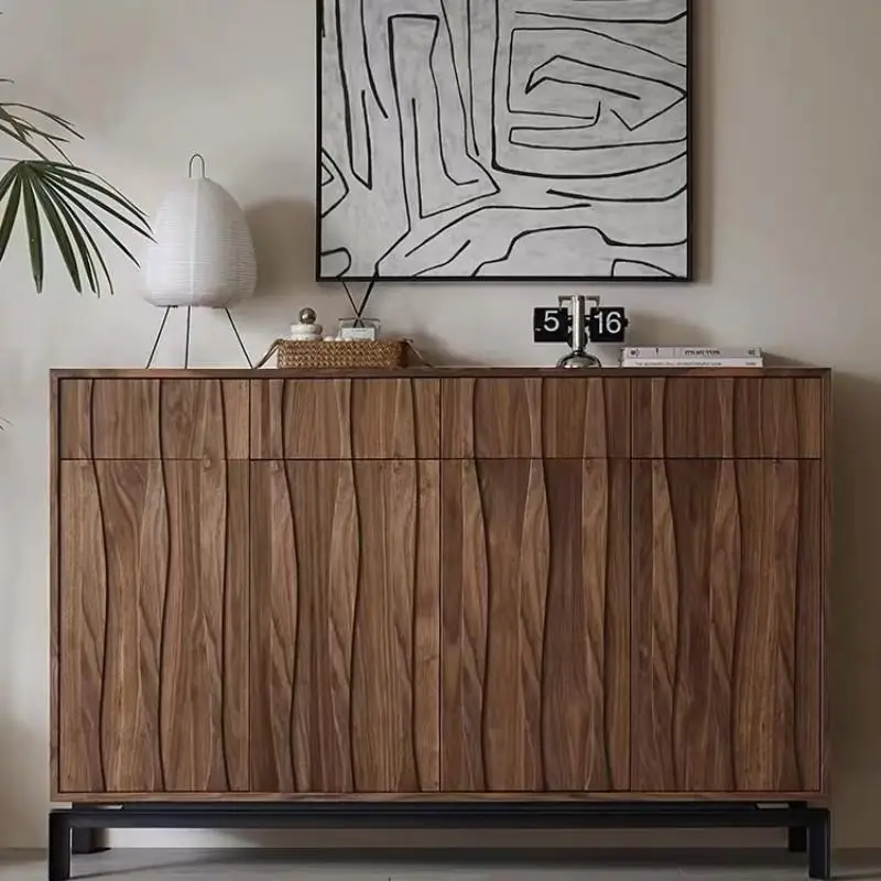 Nordic simple solid wood shoe cabinet, foyer entry locker, modern wall-facing entrance cabinet, retro storage integrated side ca