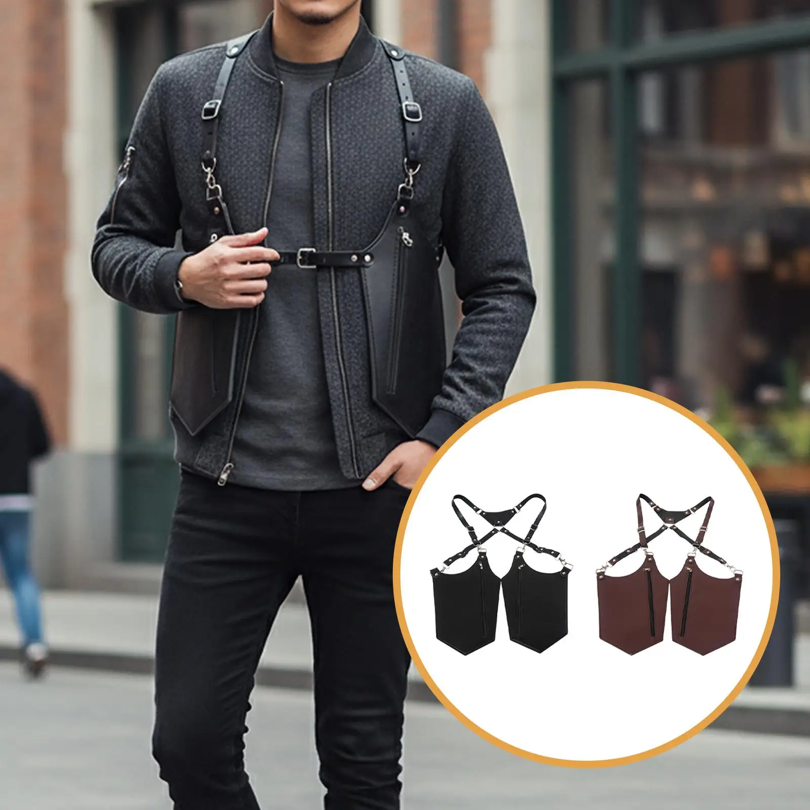 

Скрытая сумка на плечо для подмышек, сумка для телефона из искусственной кожи, многофункциональная карманная двойная сумка на плечо, скрытая сумка для пеших прогулок на открытом воздухе