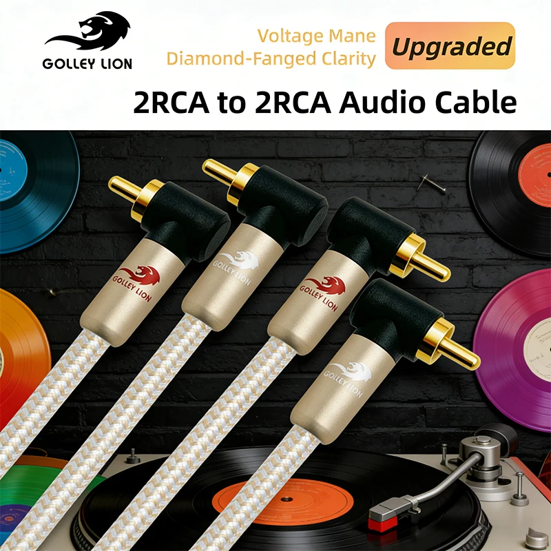 

GOLLEY LION Модернизированный кабель от 2RCA до 2RCA для профессиональной системы усилителя звука Стабильная передача без потерь
