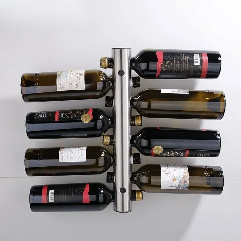Stainless Steel Nordic Simple Wine Rack Creative Silvery Wall Mounted Wine Rack Sanding Surface Artistic Fashional Home Decor