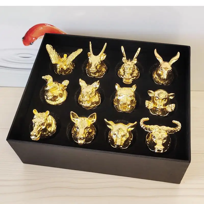 Chinese Zodiac Signs Wine Glass Set Ceramics Dispenser Shot Household Liquor Barware Gift Box Home & Garden