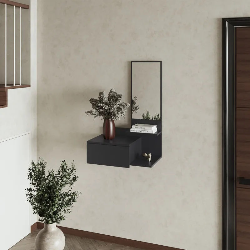 

Elgin Floating Vanity with Included Mirror, Black