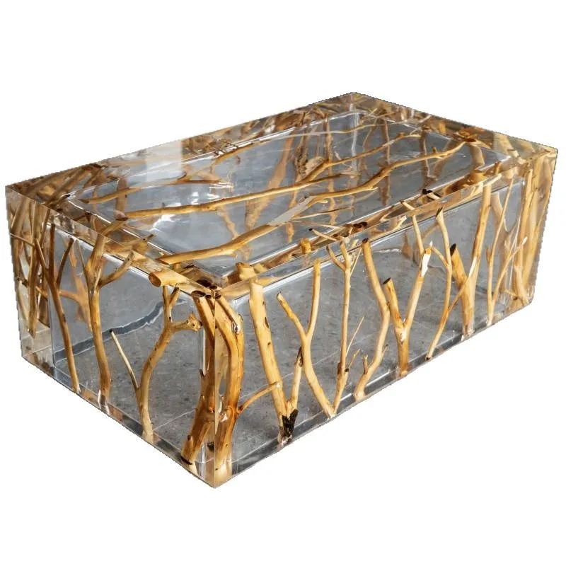 Epoxy transparent resin wooden bar counter reception desk coffee table solid wood living room round tea table handmade design ha