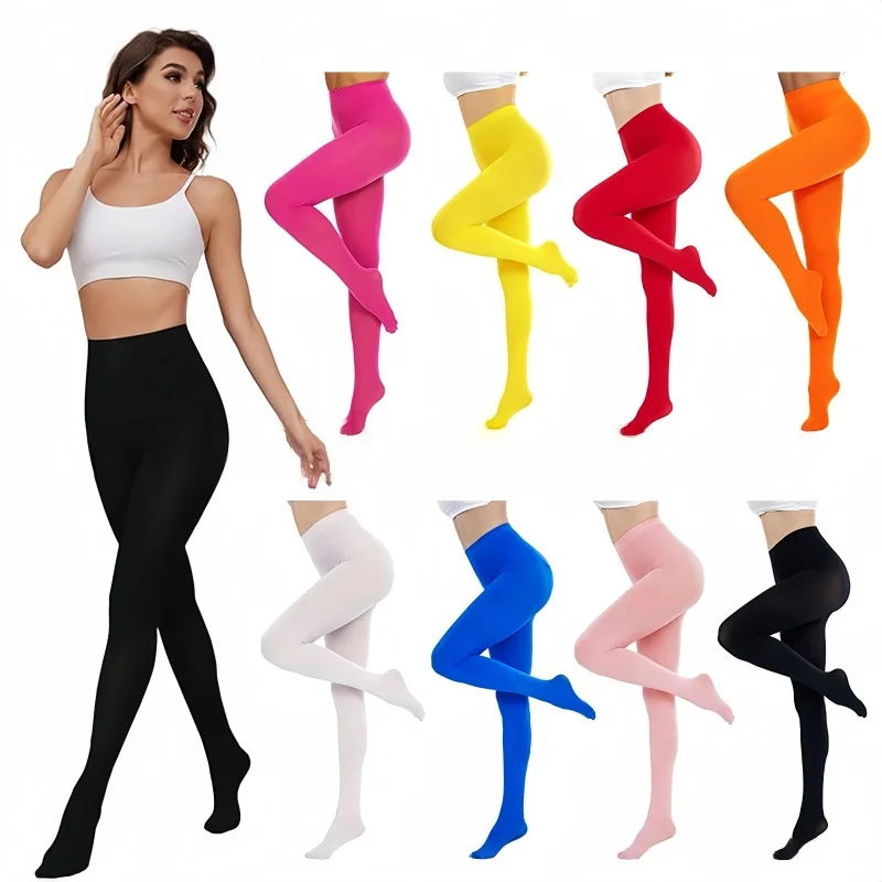 Spring Autumn 80 Denier Velvet Women Pantyhose Candy Color Hose Female Tights Thin Leg Women Tights Velvet Seamless Stockings