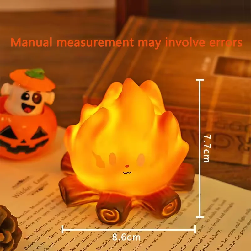 Kawaii Smiling Flame LED Night Lamp Battery Operated Portable Campfire Light Toy Home Ornament Holiday Office Birthday Present view 6