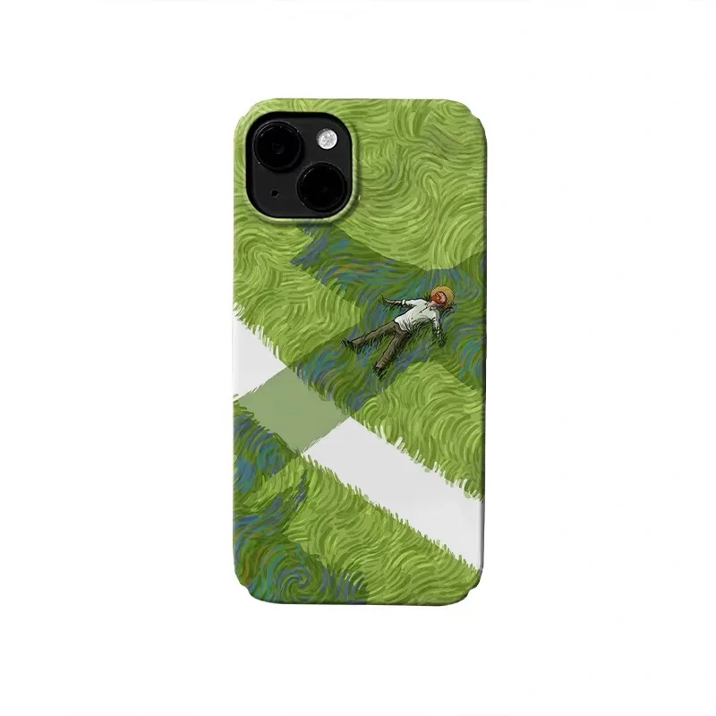 

Green Lawn Resting Boy Phone Case for IPHONE 17 Air 16E 15 PROMAX 14 Plus 13 12 MINI 11 PRO 16Plus XR XS MAX Acrylic Phone Cover