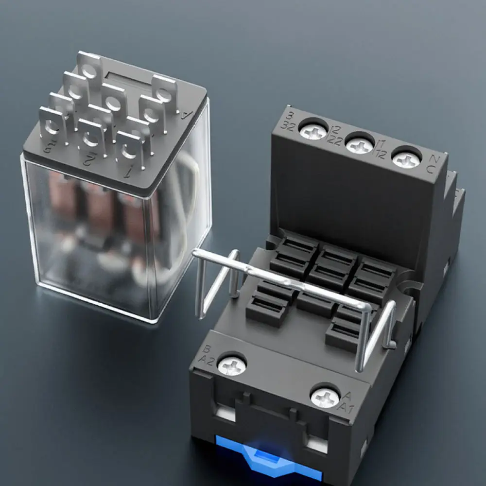 30A Electromagnetic Relay 11 Pin Socket Type High Power Electrical Switch Compatible With 12V 24V DC 220V AC Control Circuits