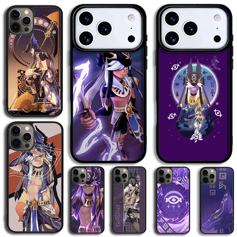 Funda de Silicona Antigolpes con Diseño de Cyno de Genshin Impact para iPhone 14 Pro Max, 15, 13, 12, 16, 17 Pro, 11
