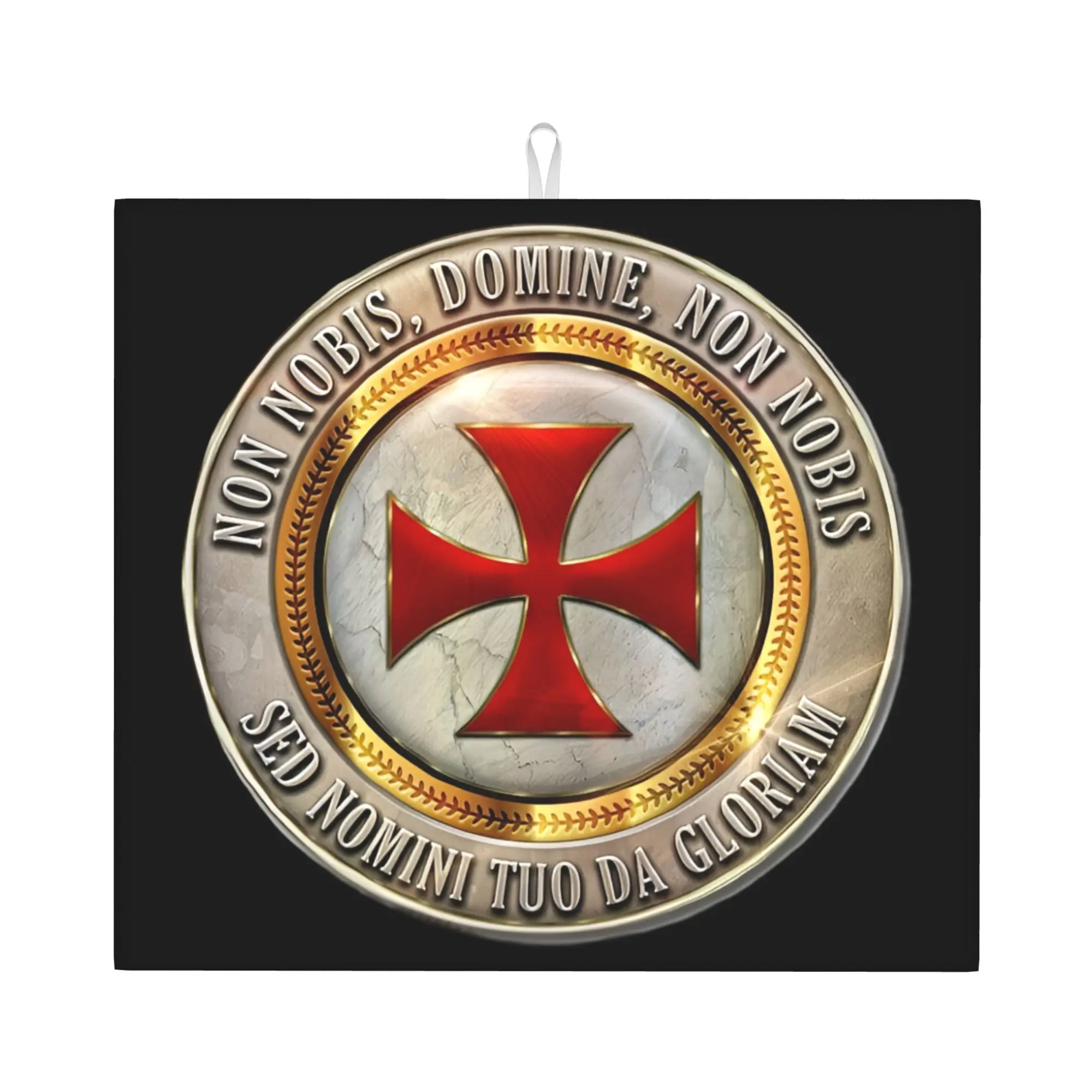 Medieval Symbol Templar Cross Drying Mat For Kitchen Waterproof Knights Templar Masonic Bathroom Countertop Protector Mat