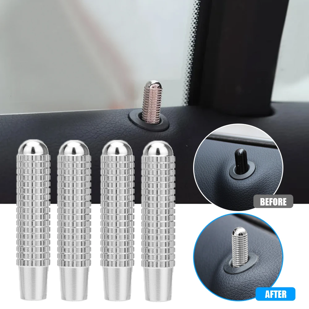 4pcs Auto Interior Accessories Car Door Lock Pin Silver Car Door Bolt Button Car Switch Knob Trim Cover For Mercedes-Benz