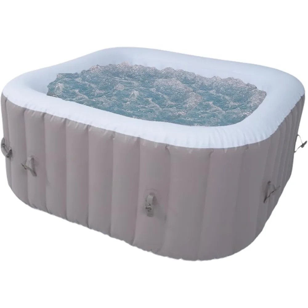 

61"X61"X26" Portable Hot Tub，Air Jet Spa 2-3 Person Inflatable Square Outdoor Heated Hot Tub Spa with 120 Bubble Jets，Hot Tub